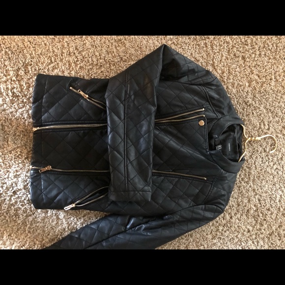 Faux leather motorcycle jacket. Super cool. - Picture 4 of 6